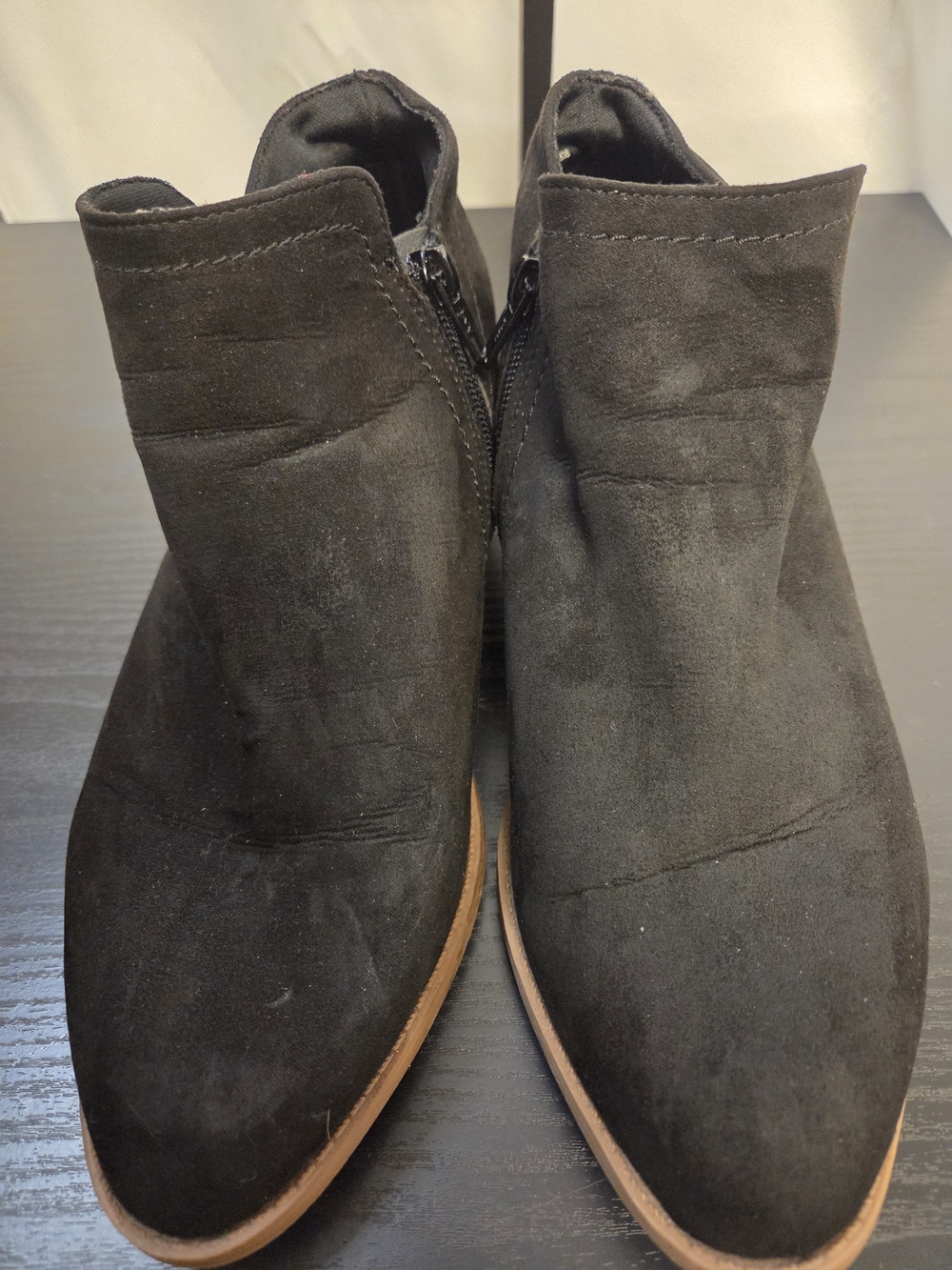 Time and Tru Black Suede Ankle Booties